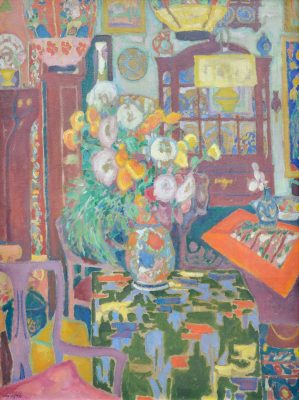 Singer Laren krijgt bloemen van Leo Gestel en Jan Sluijters
